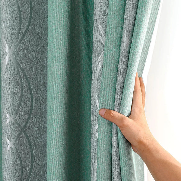 Dreamwood Hot Sale Modern Green Striped Blackout Curtain