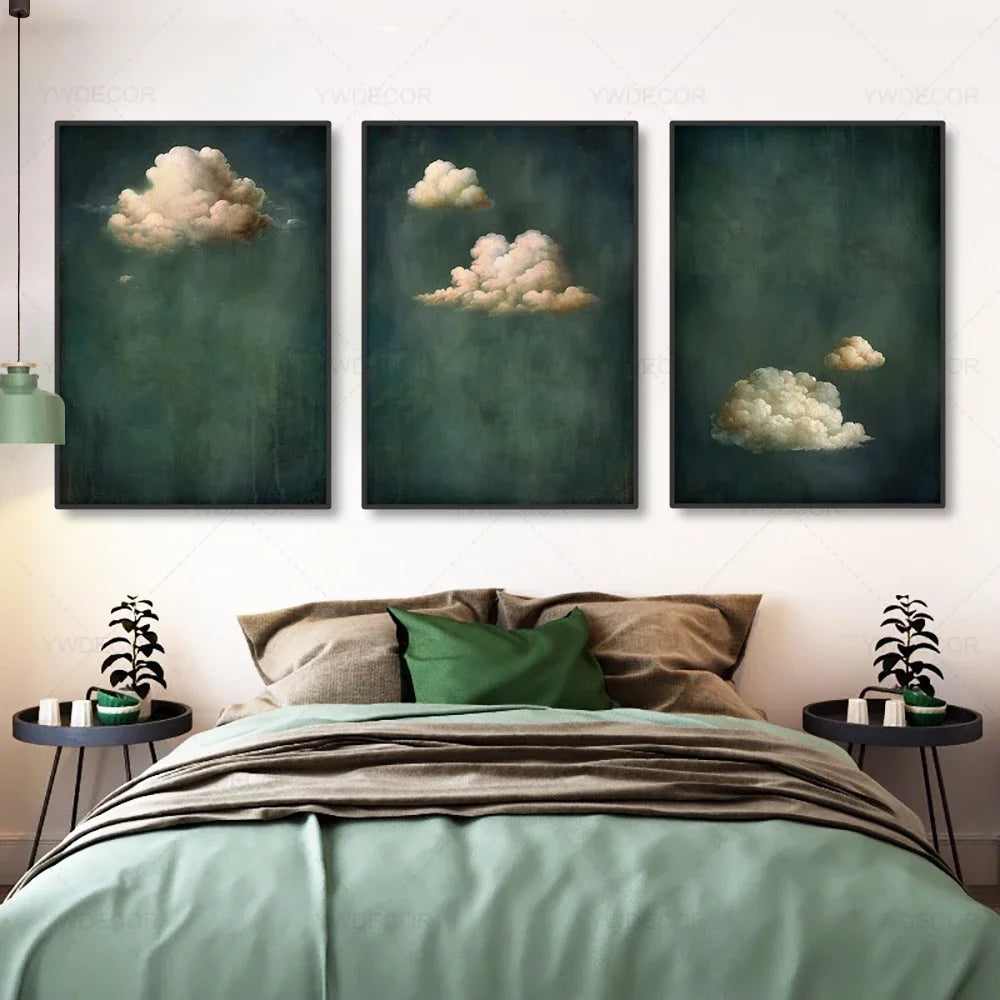 Abstract Blue Cloud Posters Wall Art Canvas