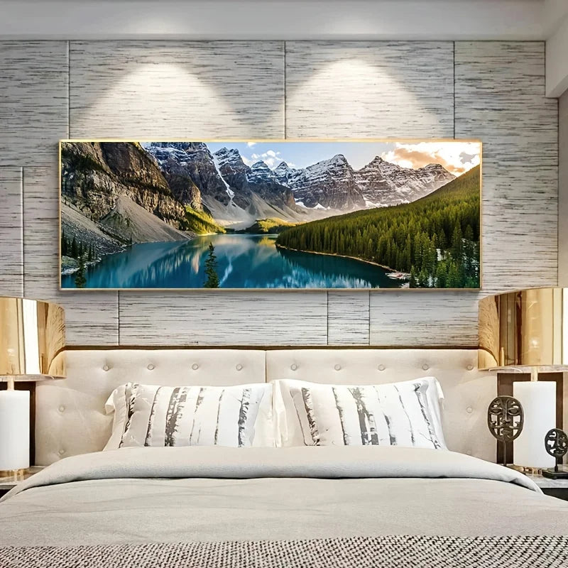 Lake Forest Mountain Scenery Painting Wall Art Decor Posters