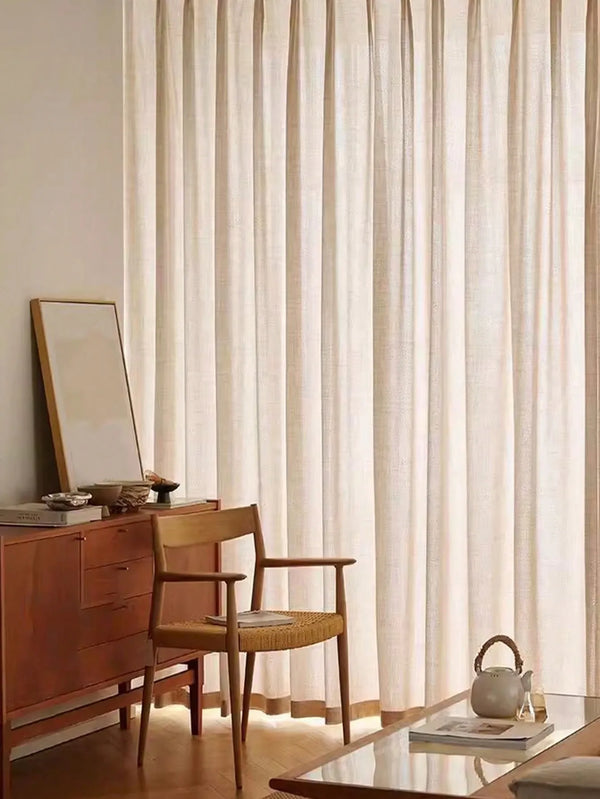 Natural wood wind light transmission Bedroom Window Curtain