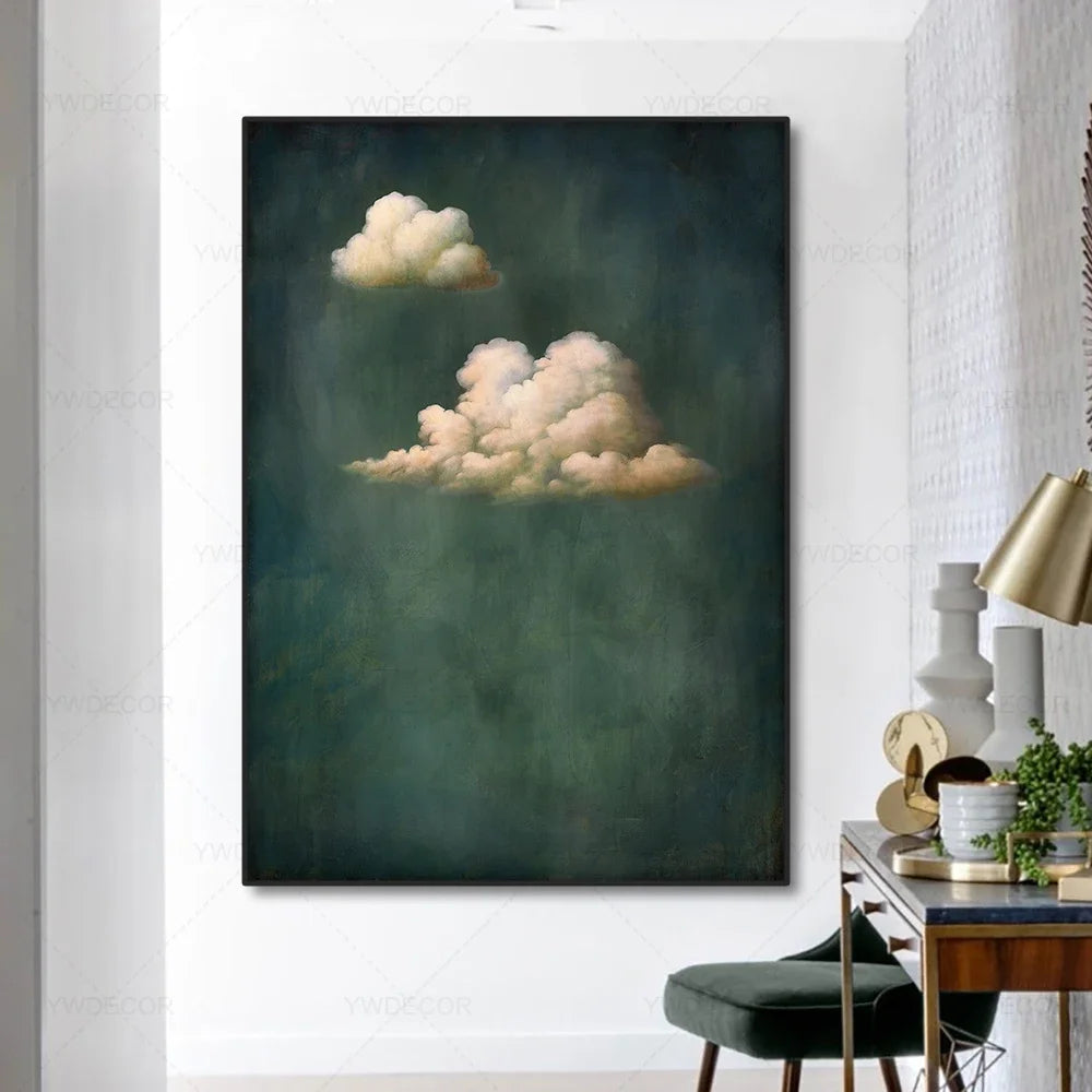 Abstract Blue Cloud Posters Wall Art Canvas