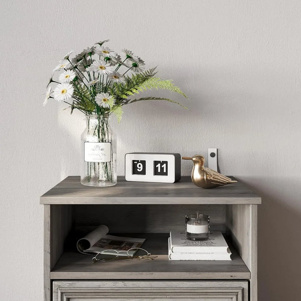 Accent Bed Side Table and End Table with Open Storage