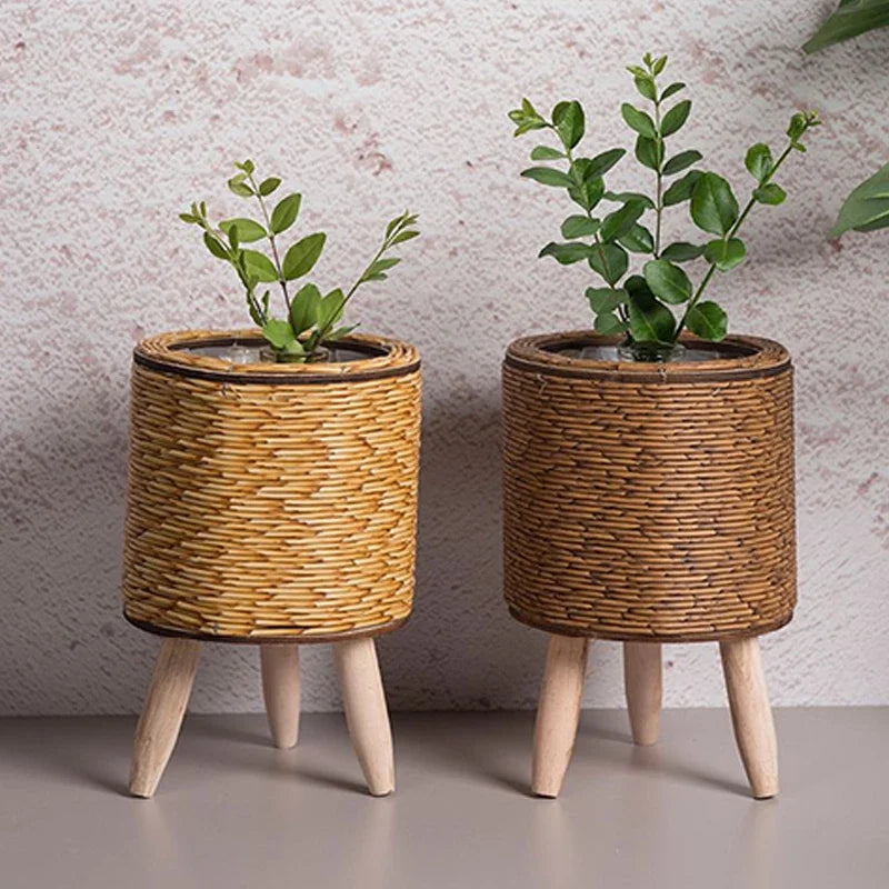 Hand Woven  Nordic Imitation Rattan Flower Pot