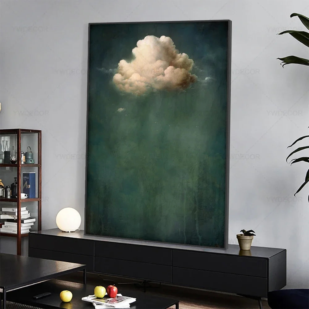 Abstract Blue Cloud Posters Wall Art Canvas