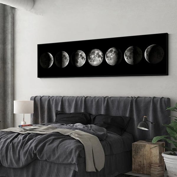 Moon Phase Black White Posters Canvas